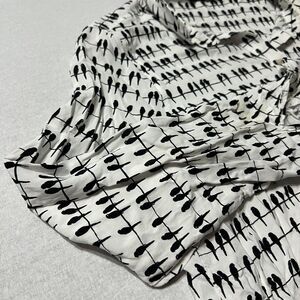 Jane + Delancy Womens XL Bird Print Button Down Shirt Black White Rayon